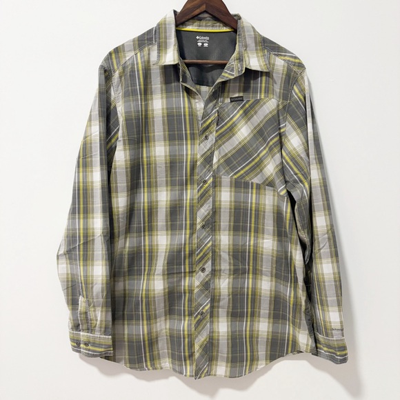 Columbia Other - Columbia Mens Shirt Gray and Yellow Plaid Long Sleeve‎ Omni-Dry Button Down Sz L